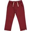Jay Twill Buttoned Drawstring Pants, Burgundy - Pants - 1 - thumbnail