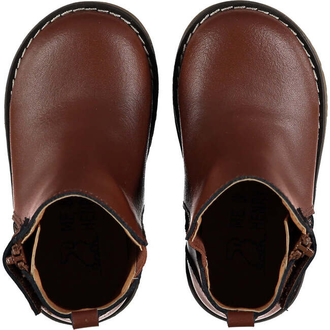 Sloane Zipped Velcro Chelsea Leather Boots, Brown - Boots - 4