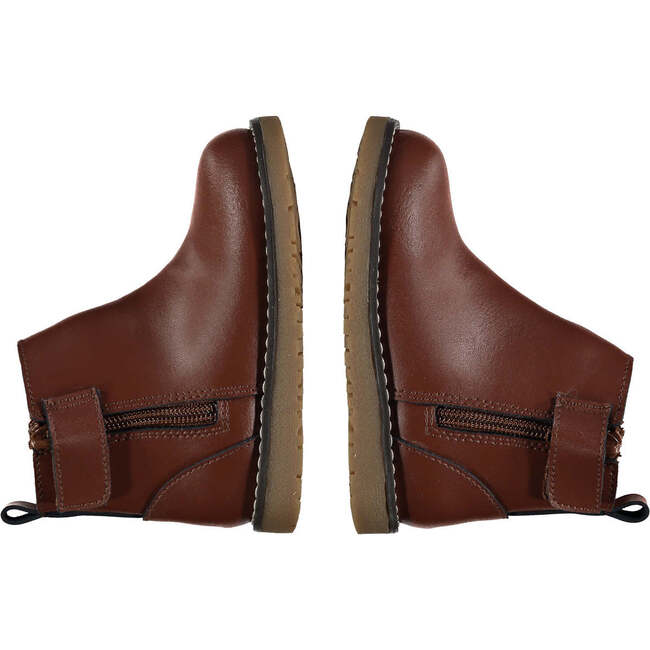 Sloane Zipped Velcro Chelsea Leather Boots, Brown - Boots - 5