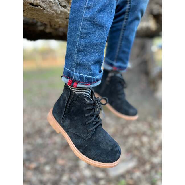 Rumble Zipped Lace-Up Suede Boots, Black - Boots - 2