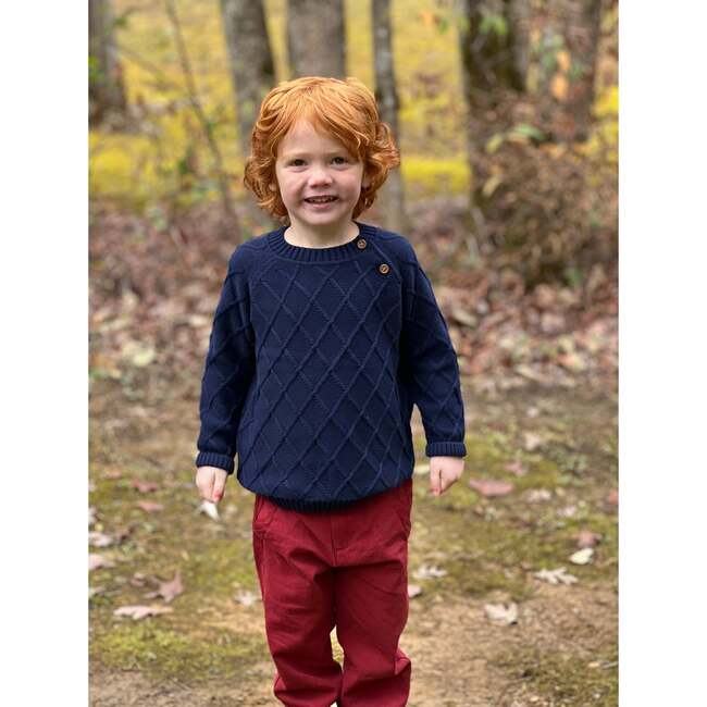 Jay Twill Buttoned Drawstring Pants, Burgundy - Pants - 3