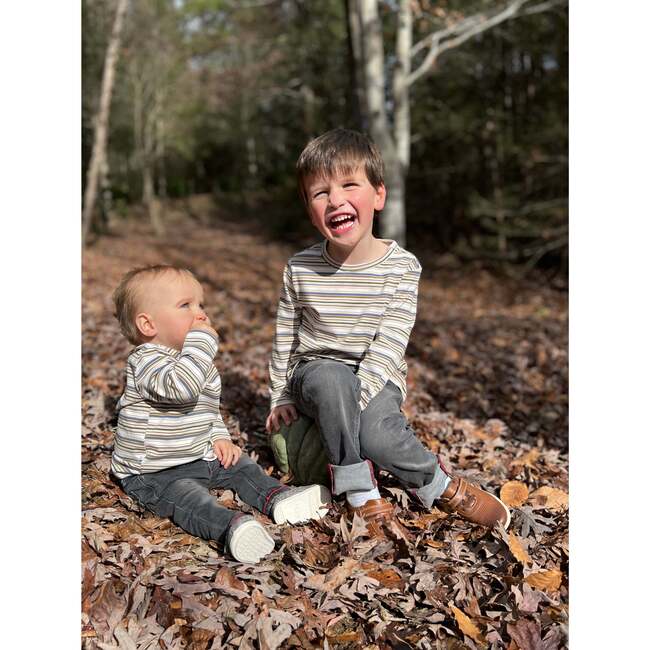 Toby Striped Tee, Beige, Blue And Green - T-Shirts - 2