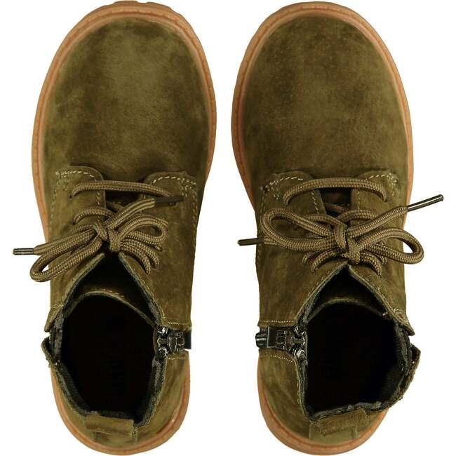 Rumble Zipped Lace-Up Suede Boots, Green - Boots - 5