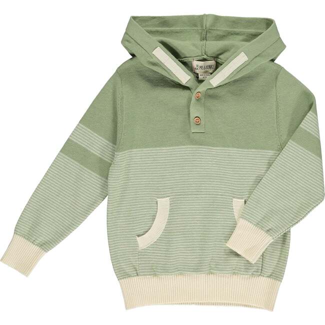 Hiker Hooded Sweater, Green And Beige