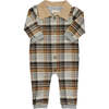 Gifford Contrast Collar Plaid Romper, Cream - Rompers - 1 - thumbnail