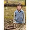 Troy Striped Contrast Long Sleeve Polo, Blue And Grey - Polo Shirts - 3