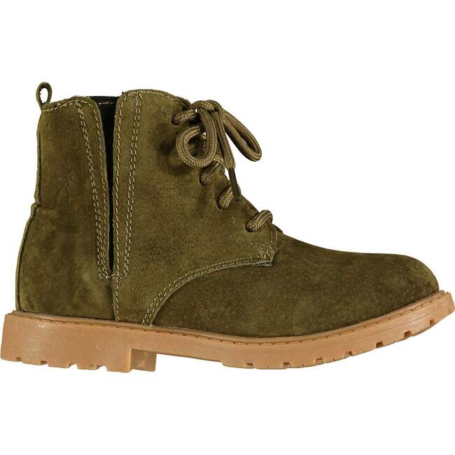 Rumble Zipped Lace-Up Suede Boots, Green - Boots - 6