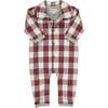 Lumber Jacket Gingham Romper, Rust And White - Rompers - 1 - thumbnail