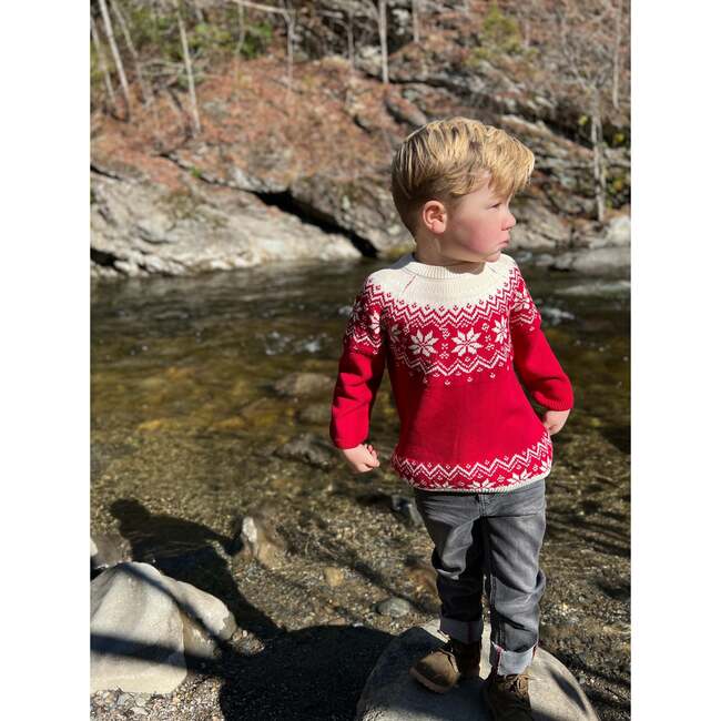 Igloo Fairisle Pattern Sweater, Red - Sweaters - 3