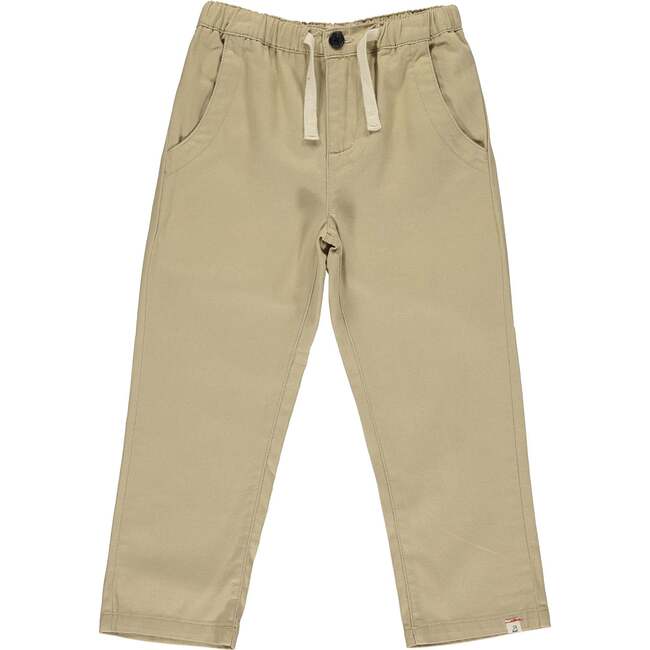 Jay Twill Buttoned Drawstring Pants, Stone