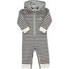 Blaine Striped Zip-Up Hooded Romper, Brown - Rompers - 1 - thumbnail