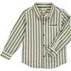 Atwood Woven Striped Shirt, Green - Shirts - 1 - thumbnail