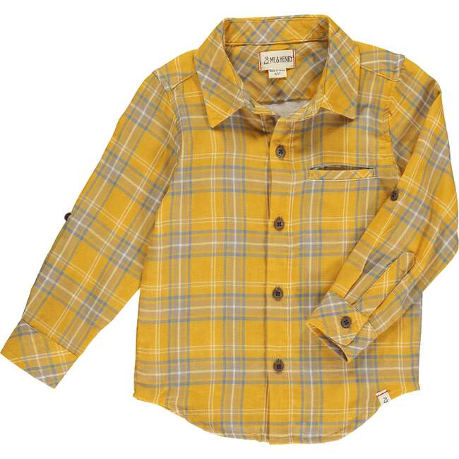 Atwood Woven Plaid Shirt, Gold And Grey