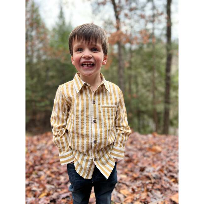 Atwood Woven Striped Shirt, Gold - Shirts - 2