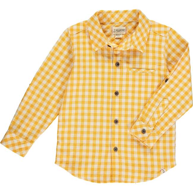 Atwood Woven Micro-Plaid Shirt, Gold