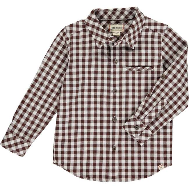 Atwood Woven Micro-Plaid Shirt, Brown - Shirts - 1