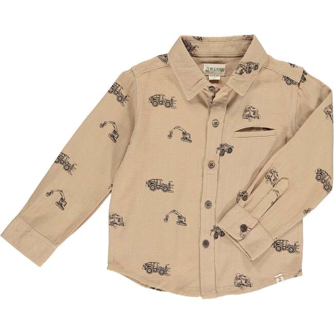 Atwood Woven Construction Print Shirt, Brown