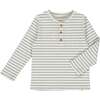 Adams Striped Ribbed Henley, Cream And Grey - T-Shirts - 1 - thumbnail