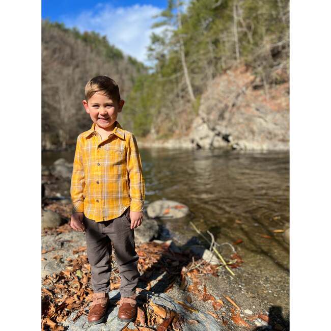 Atwood Woven Plaid Shirt, Gold And Grey - Shirts - 2