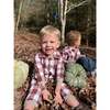 Lumber Jacket Gingham Romper, Rust And White - Rompers - 4