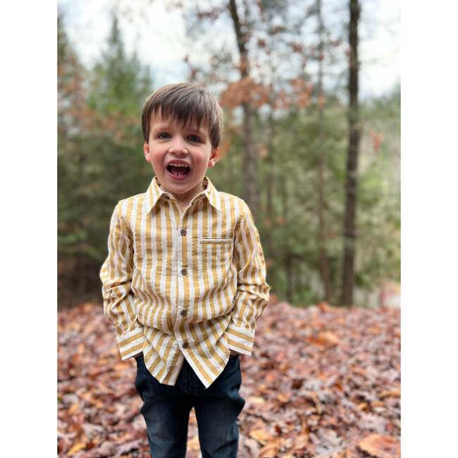 Atwood Woven Striped Shirt, Gold - Shirts - 3
