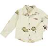 Atwood Woven Car Print Shirt, Cream - Shirts - 1 - thumbnail