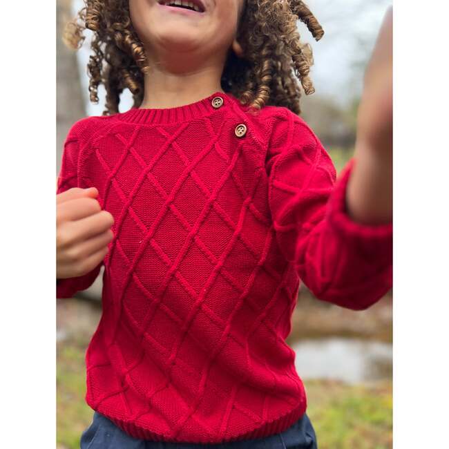 Archie Snug-Fit Knit Sweater, Red - Sweaters - 3