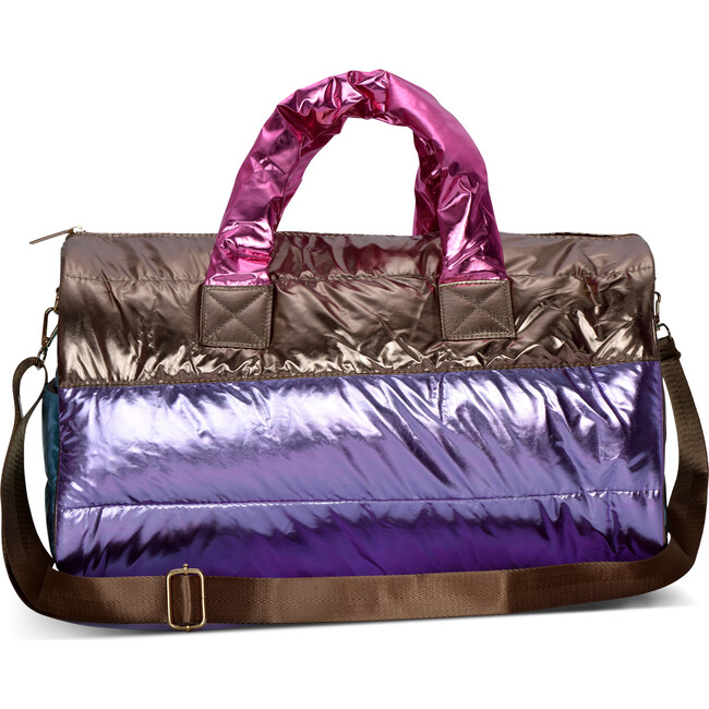 Icy Metallic Color-Block Puffer Duffel Bag, Multicolors