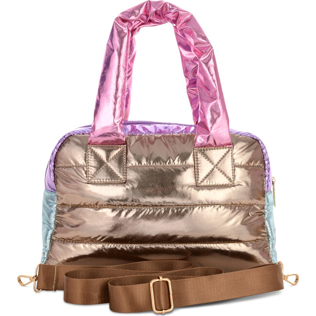Icy Metallic Color-Block Mini Puffer Bag, Multicolors