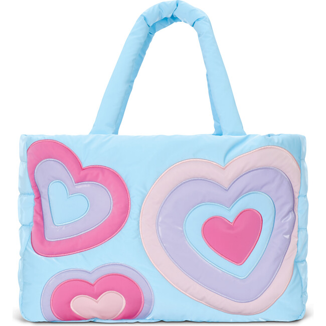 Happy Heart Puffy Weekender Bag, Blue