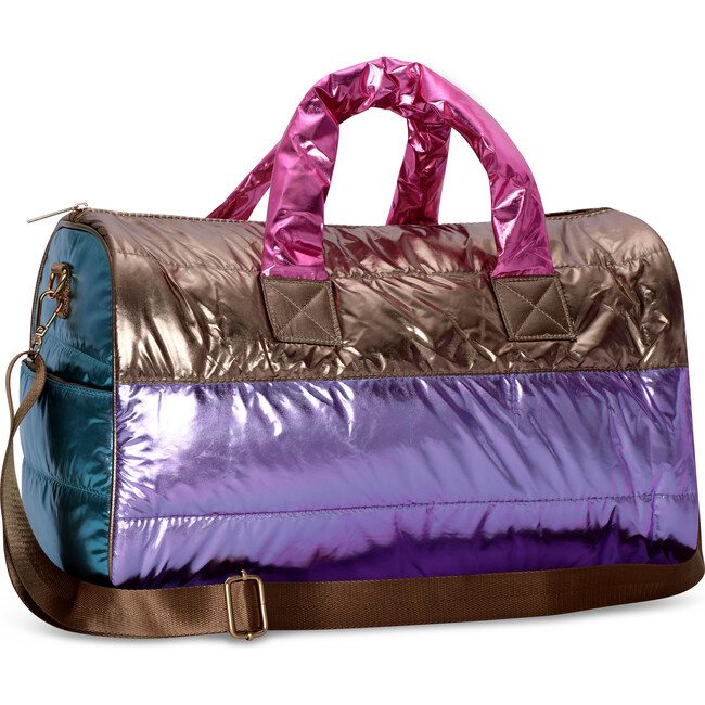 Icy Metallic Color-Block Puffer Duffel Bag, Multicolors - Bags - 3