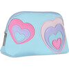 Happy Hearts Oval Cosmetic Bag, Blue - Bags - 4