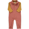 Arlington Striped Cosy Polo Romper, Pumpkin And Gold - Rompers - 1 - thumbnail