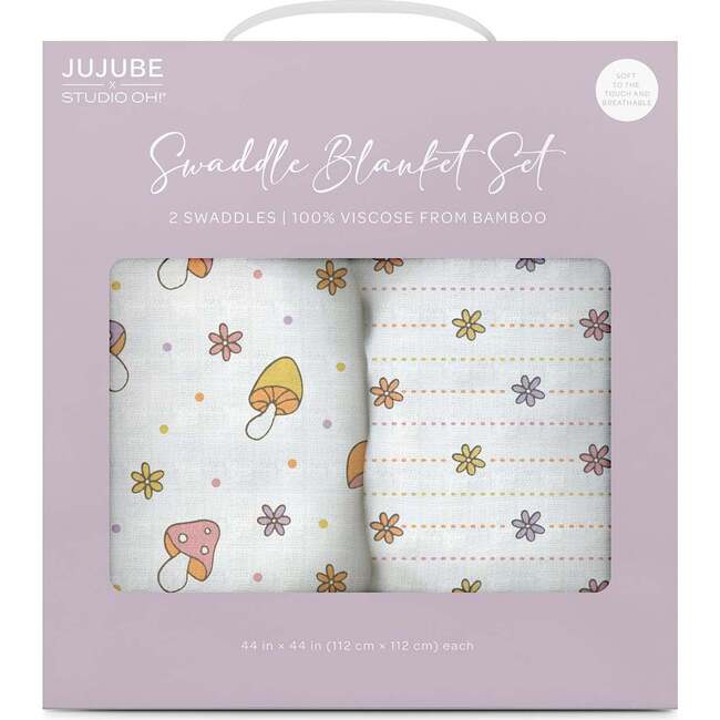 JuJuBe × Studio Oh! Printed Swaddle Blanket Sets, Mushy Love (Pack Of 2)