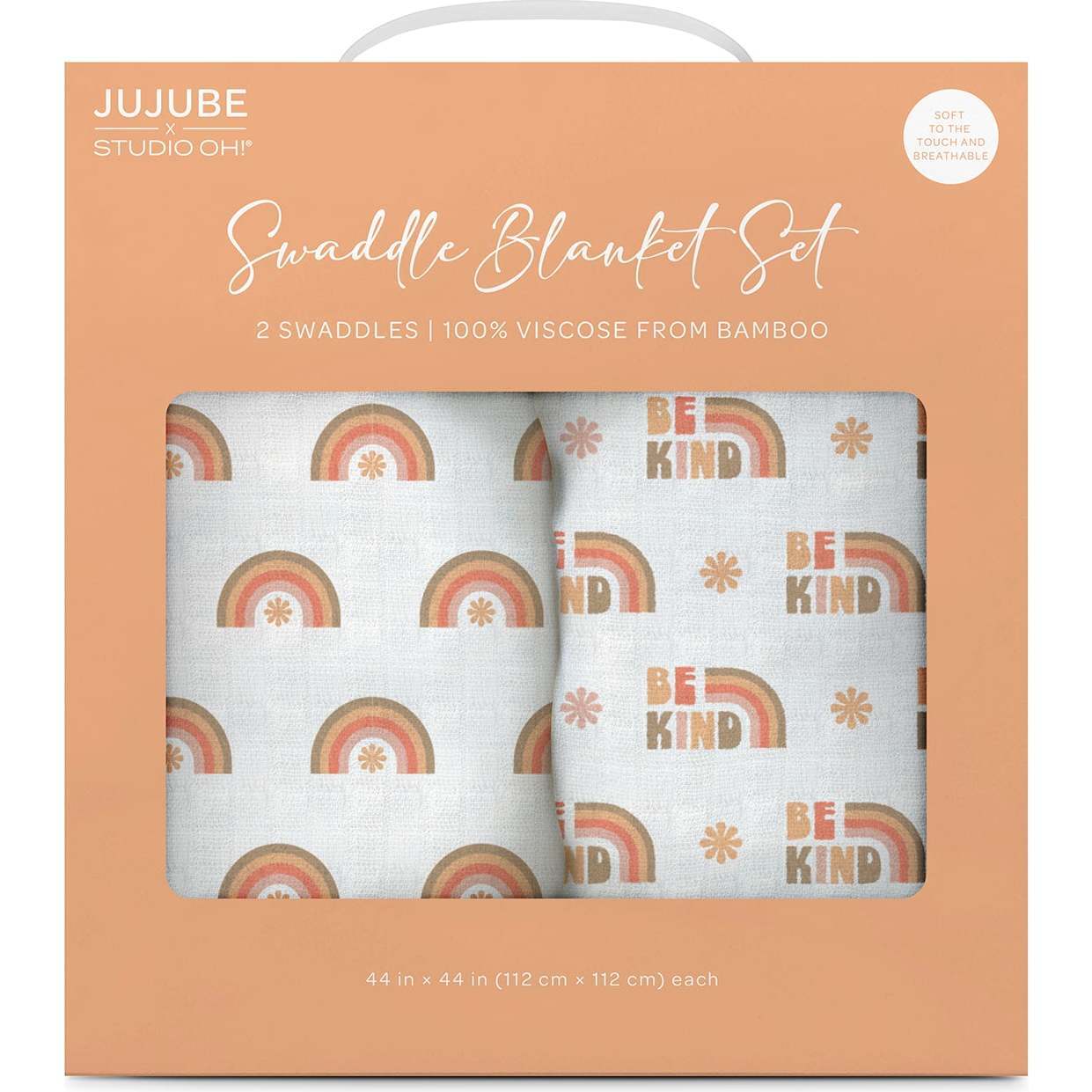 JuJuBe × Studio Oh! Printed Swaddle Blanket Sets, Be Kind Rainbows (Pack Of 2) - Swaddles - 1