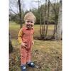 Arlington Striped Cosy Polo Romper, Pumpkin And Gold - Rompers - 3