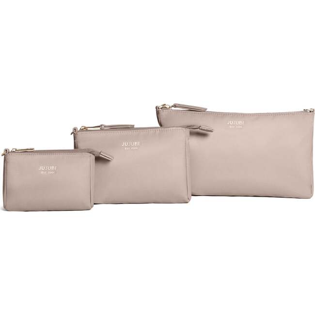 Diaper Bag-Fit 3-Piece Pouch Set, Taupe