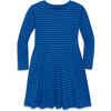 Long Sleeve Twirly Dress In Mini Stripe, Blueberry Cobalt Stripe - Dresses - 1 - thumbnail