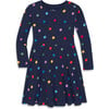 Long Sleeve Twirly Dress In Confetti Dots, Navy Confetti Dot - Dresses - 1 - thumbnail