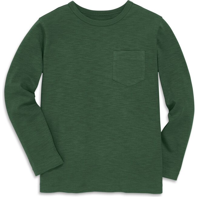 Long Sleeve Slub Pocket Tee, Evergreen