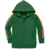 Kids Zip Hoodie With Rainbow Trim, Evergreen - Jackets - 1 - thumbnail