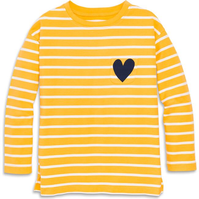 Long Sleeve Legging Tee In Heart Stripe, Sunflower Ivory Stripe