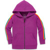 Kids Zip Hoodie With Rainbow Trim, Boysenberry - Jackets - 1 - thumbnail