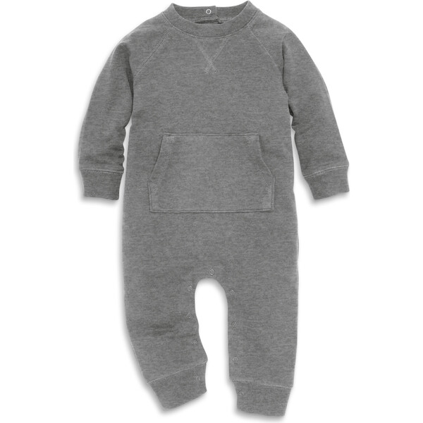 Baby Sweatshirt Romper, Heather Storm Gray - Primary Rompers | Maisonette
