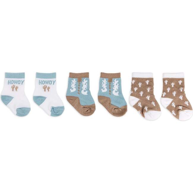 Baby Socks Trios With Zipper Wash Bag, Howdy Partner Blue (Pack Of 3) - Socks - 2