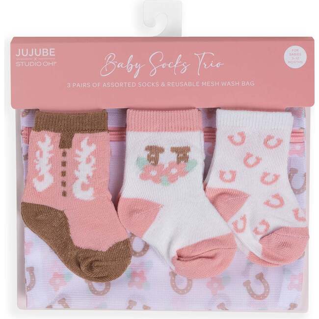 Baby Socks Trios With Zipper Wash Bag, Bloomin' Boot (Pack Of 3)