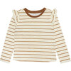 Kara Ruffle Top, Chipmunk Stripe - Shirts - 1 - thumbnail