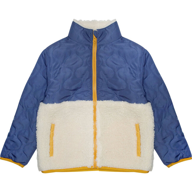 Kennedy Quilted Sherpa Zip Jacket, Washed Indigo