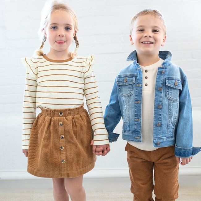 Kara Ruffle Top, Chipmunk Stripe - Shirts - 2