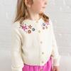 Jasmine Embroidered Cardigan, Egret - Cardigans - 2